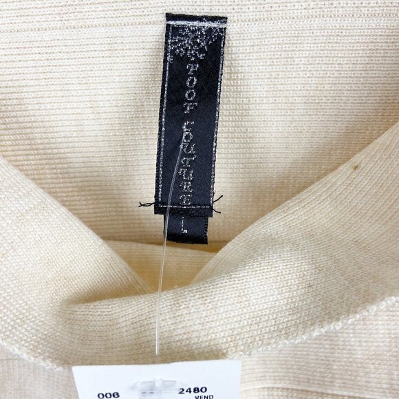 Cream Ribbed Mini Skirt Y2K Vintage Large - Picture 3 of 5